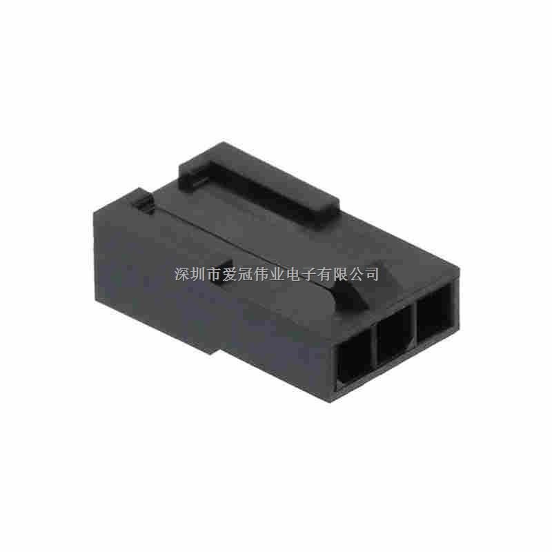 43640-0301品牌molex 原裝現(xiàn)貨出售 3 矩形連接器 - 外殼 插頭 黑色 0.118